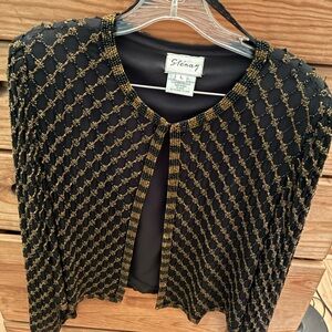 Stenay Women's Black and Gold Cardigan